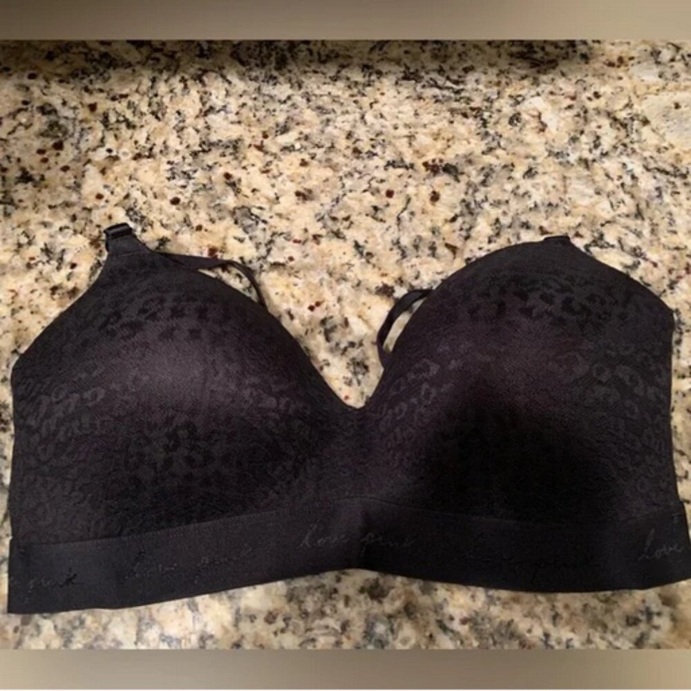 Black leopard print wireless bra